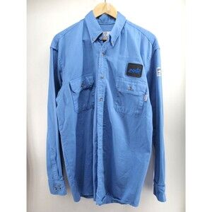 Tyndale FR Button Up Shirt Mens Large‎ Blue  CAL 8 CAT 2 Work Weld